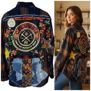 Upcycled Flannel Shirt Womens 1X GORP Hike Grunge Camp Country Rock Pacific NW